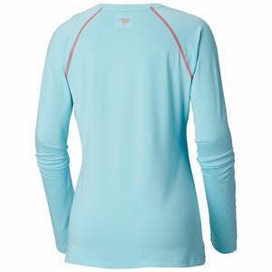 Columbia PFG Tamiami™ Heather Knit Långärmad Dam Blå/Rosa (XNVZU7483)